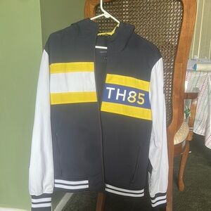 Tommy Hilfiger Black and Yellow Bomber Jacket with Ribbed Cuffs